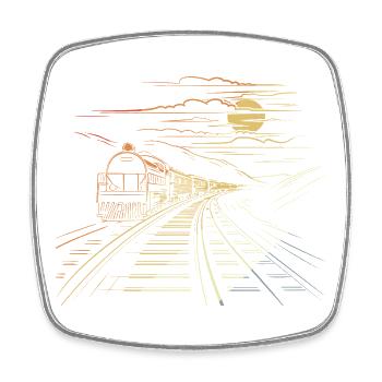Eisenbahn Retro Stil - Viereckiger Kühlschrankmagnet - Weiß - Vorne