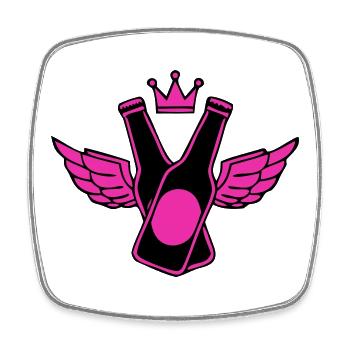 Bierflaschen Fluegel Logo - Viereckiger Kühlschrankmagnet - Weiß - Vorne