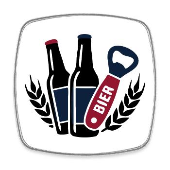Flaschenoeffner Bier Logo - Viereckiger Kühlschrankmagnet - Weiß - Vorne