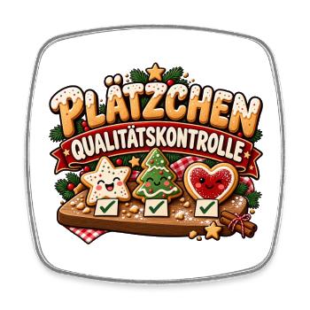 Plätzchen Qualitätskontrolle Lustiges Weihnachten - Viereckiger Kühlschrankmagnet - Weiß - Vorne