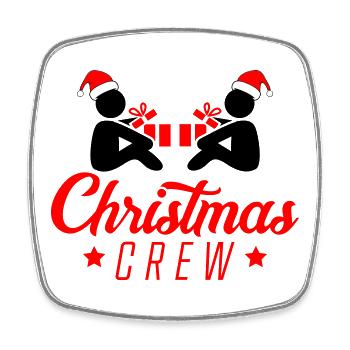 Weihnachts Crew Script Logo - Viereckiger Kühlschrankmagnet - Weiß - Vorne