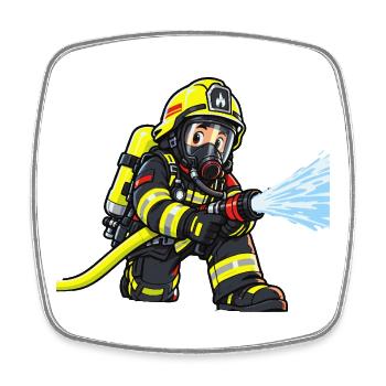 Kleiner Feuerwehrheld – Atemschutz Feuerwehr Kinde - Viereckiger Kühlschrankmagnet - Weiß - Vorne