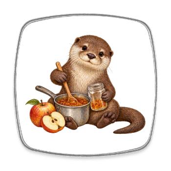 Otter kocht Apfelmarmelade - Viereckiger Kühlschrankmagnet - Weiß - Vorne