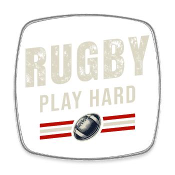 Rugby Spiel hart | Passion Oval Ball - Viereckiger Kühlschrankmagnet - Weiß - Vorne