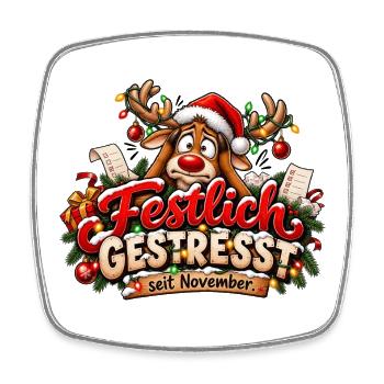Weihnachtsmotiv Rentier gestresst Weihnachtsstress - Viereckiger Kühlschrankmagnet - Weiß - Vorne