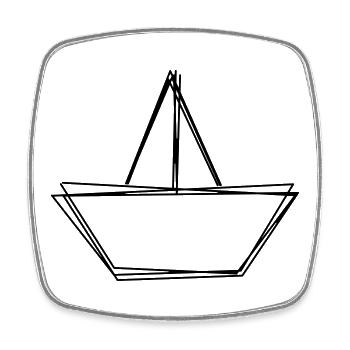 Papierboot handgezeichnet - Viereckiger Kühlschrankmagnet - Weiß - Vorne