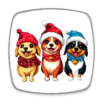 Hunde Weihnachten - Viereckiger Kühlschrankmagnet - Weiß - Vorne