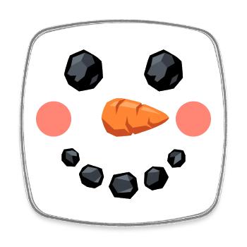 Lächelndes Schneemann Gesicht - Viereckiger Kühlschrankmagnet - Weiß - Vorne