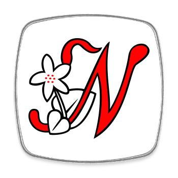 Buchstabe, Initiale, Blume - Viereckiger Kühlschrankmagnet - Weiß - Vorne