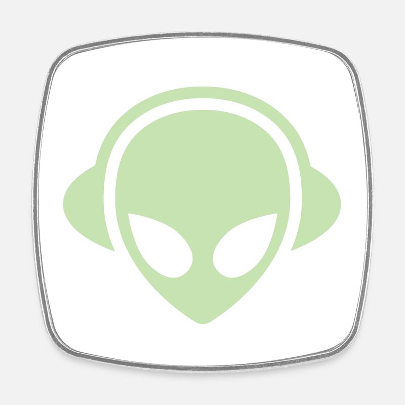 Alien headphones Glow in the dark - Square fridge magnet - white