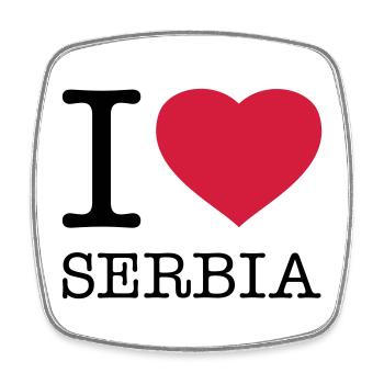 I LOVE SERBIA Serbien - Viereckiger Kühlschrankmagnet - Weiß - Vorne