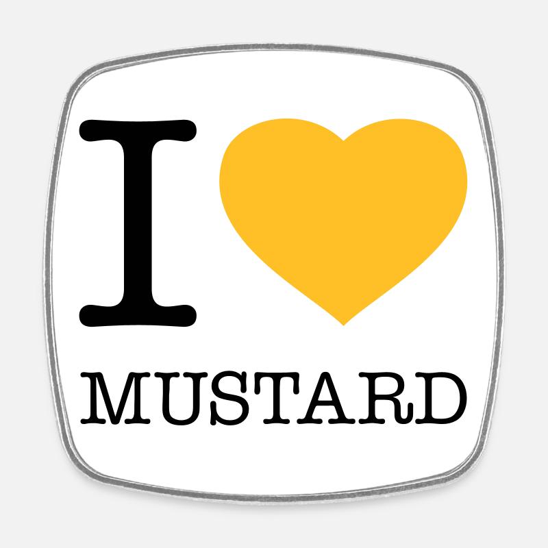 I LOVE MUSTARD Senf Wurst - Viereckiger Kühlschrankmagnet - Weiß