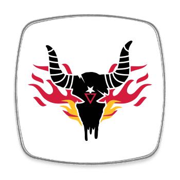 Bull skull with flames - Square fridge magnet - white - Front