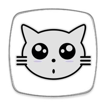 Katze - Viereckiger Kühlschrankmagnet - Weiß - Vorne