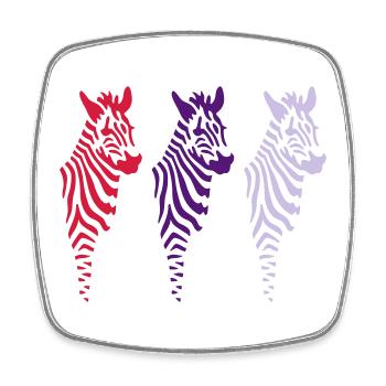 Three Zebras (b) - Viereckiger Kühlschrankmagnet - Weiß - Vorne
