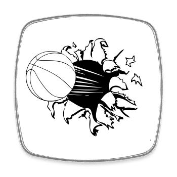 Basketball, Basketballer, Fun Shirt , Loch (25) - Viereckiger Kühlschrankmagnet - Weiß - Vorne
