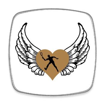 Tennis heart with wings - Square fridge magnet - white - Front