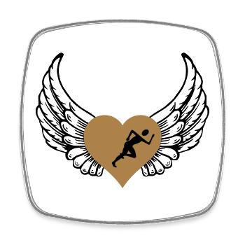 Jogger heart wings - Square fridge magnet - white - Front
