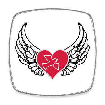 Peace dove wing heart - Square fridge magnet - white - Front