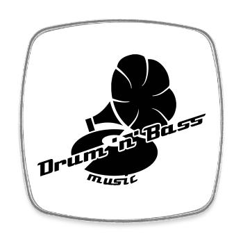 Drum and Bass Gramophon - Square fridge magnet - white - Front
