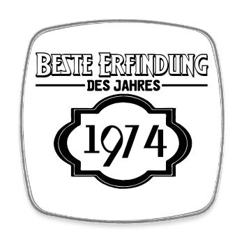 Beste Erfindung des Jahres 1974 Geschenk - Viereckiger Kühlschrankmagnet - Weiß - Vorne