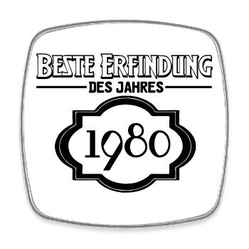 Beste Erfindung des Jahres 1980 Geschenk - Viereckiger Kühlschrankmagnet - Weiß - Vorne