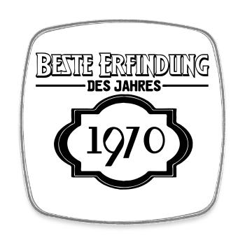 Beste Erfindung des Jahres 1970 Geschenk - Viereckiger Kühlschrankmagnet - Weiß - Vorne