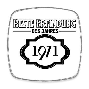 Beste Erfindung des Jahres 1971 Geschenk - Viereckiger Kühlschrankmagnet - Weiß - Vorne