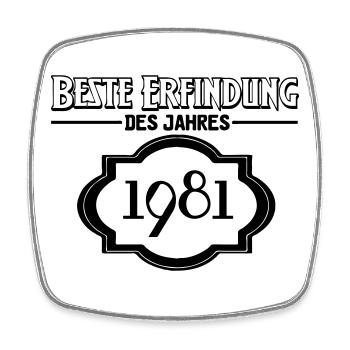 Beste Erfindung des Jahres 1981 Geschenk - Viereckiger Kühlschrankmagnet - Weiß - Vorne