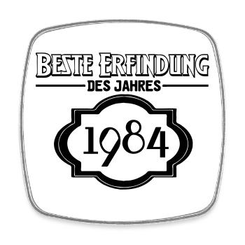 Beste Erfindung des Jahres 1984 Geschenk - Viereckiger Kühlschrankmagnet - Weiß - Vorne