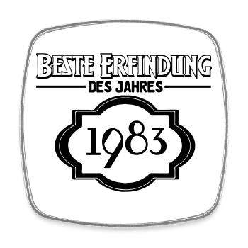 Beste Erfindung des Jahres 1983 Geschenk - Viereckiger Kühlschrankmagnet - Weiß - Vorne