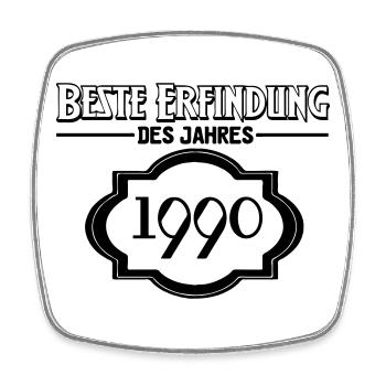 Beste Erfindung des Jahres 1990 Geschenk - Viereckiger Kühlschrankmagnet - Weiß - Vorne