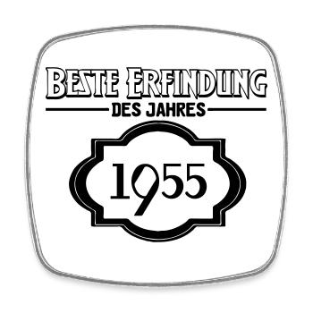 Beste Erfindung des Jahres 1955 Geschenk - Viereckiger Kühlschrankmagnet - Weiß - Vorne