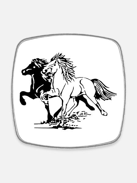 Wild Horses - Square fridge magnet - white