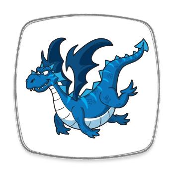 Azure Dragon Cartoon - Square fridge magnet - white - Front