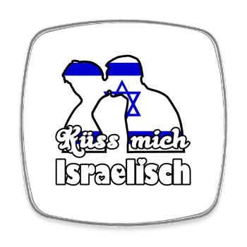 Küss mich Israelisch Geschenk - Viereckiger Kühlschrankmagnet - Weiß - Vorne