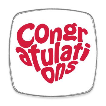 Congratulations | Gratulation - Magnet carré - blanc - Devant