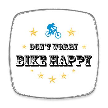Don't worry bike happy - Viereckiger Kühlschrankmagnet - Weiß - Vorne