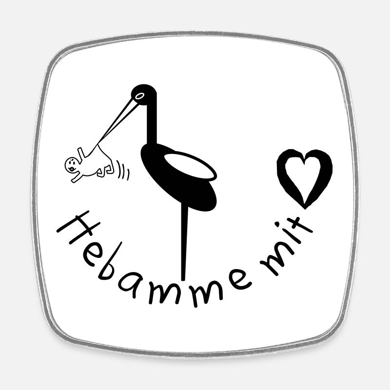 Hebamme mit Herz Storch - Viereckiger Kühlschrankmagnet - Weiß