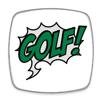 2541614 15928109 golf exclamation - Square fridge magnet - white - Front