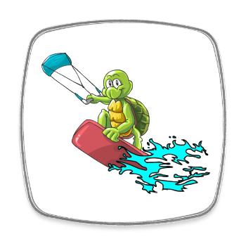 Kitesurfer Schildkröte - Viereckiger Kühlschrankmagnet - Weiß - Vorne