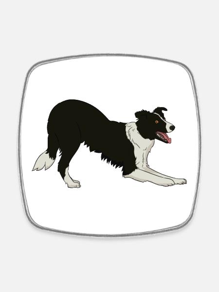 Border Collie - Magnet carré - blanc