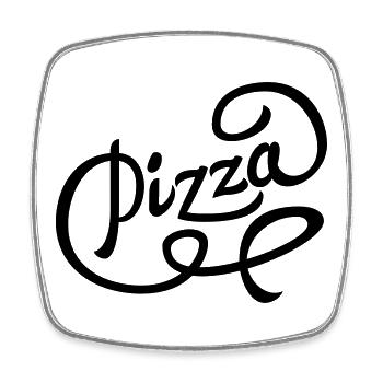 Pizza - Magnet carré - blanc - Devant
