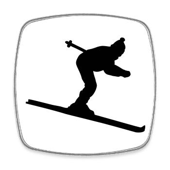 Ski, Skifahren, Skier, Skifahrer - Viereckiger Kühlschrankmagnet - Weiß - Vorne