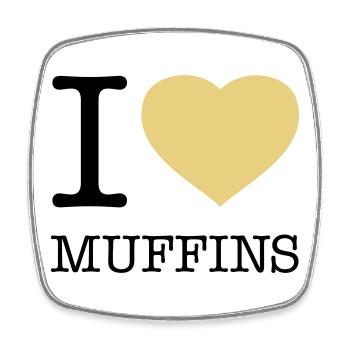 I LOVE MUFFINS - Viereckiger Kühlschrankmagnet - Weiß - Vorne