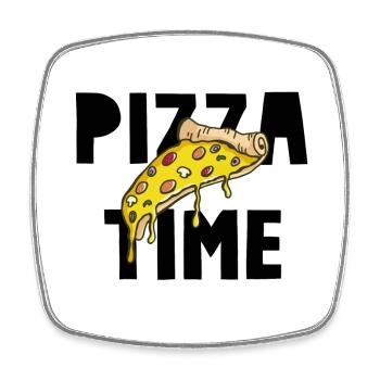 Pizza Time - Magnet carré - blanc - Devant
