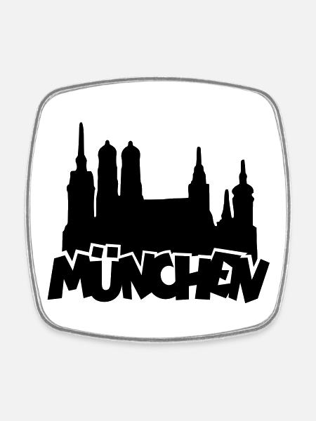 München Skyline - Viereckiger Kühlschrankmagnet - Weiß