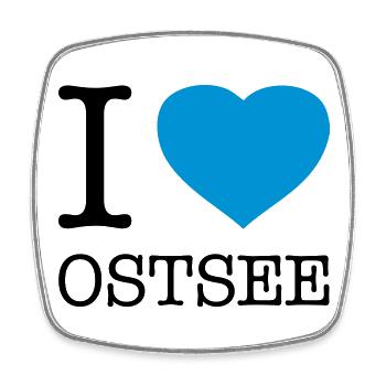 I LOVE OSTSEE - Viereckiger Kühlschrankmagnet - Weiß - Vorne