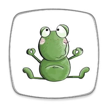 Frosch macht Yoga - Frösche - Meditation - Kröte - Viereckiger Kühlschrankmagnet - Weiß - Vorne