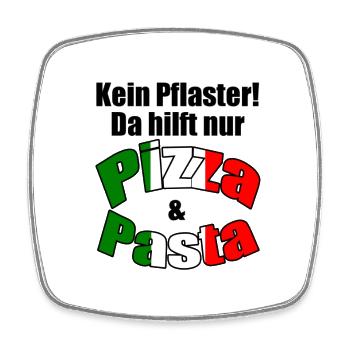Pizza & Pasta Italien lustig Spruch Geschenk - Viereckiger Kühlschrankmagnet - Weiß - Vorne